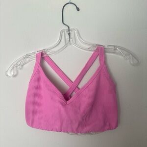 Year of Ours Pink Ribbed Sports Bra